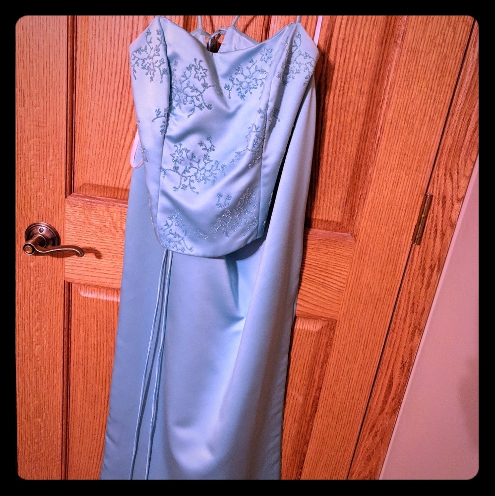 Light blue formal dress (two piece- top and skirt)